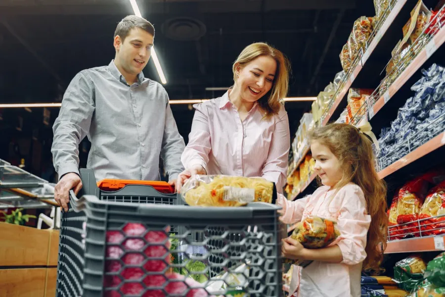 family shopping in a supermarket